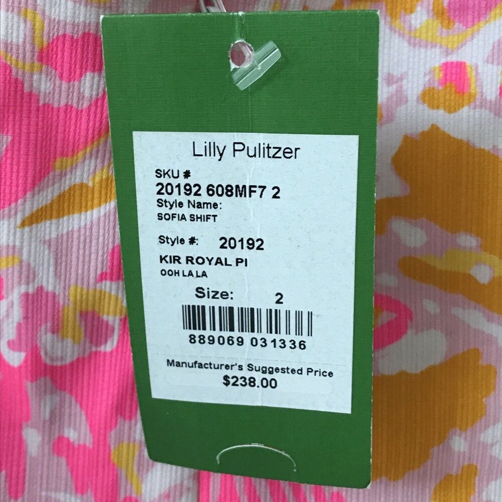 NWT! LILLY PULITZER Sofia Shift Mini Dress Kir Royal Pink Ooh La La Print Size 2 - Picture 6 of 7